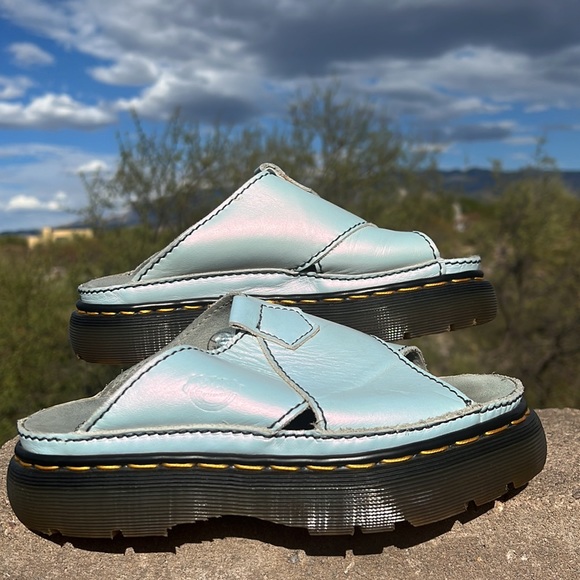 🏴󠁧󠁢󠁥󠁮󠁧󠁿 Dr. Martens Daisy MIE Blue Opal Chunky Platform Slides UK 5 - Picture 7 of 17